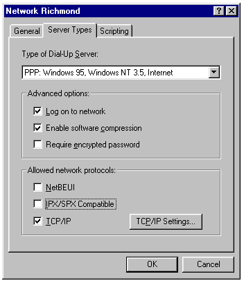 Server Type Window